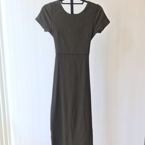 Zara ribbed knit olive/army green midi dress, Sz S